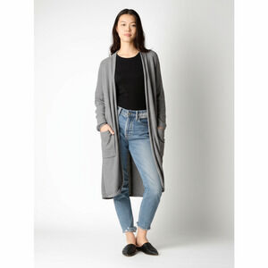 Freebird Cardigan Size S Grey Open Front Long Ribbed Knit Cozy Casual Layer